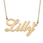 HUAN XUN Personalized Custom Initial Pendant Name Necklaces for Women Girls in Gold Silver, Stainless Steel, stainless-steel