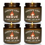 Legobayo Coach's Last Nerve Candle Set - Funny Coach Gifts for Men & Women, Perfect Present for Softball, Soccer, Basketball, Volleyball Coaches - 4pcs Brown Soy Candles