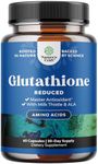 Reduced Glutathione Supplement with Milk Thistle - 1000mg Per Serving Plus Alpha Lipoic Acid and Silymarin Milk Thistle Complex for Liver Support Skin Complexion and Immune Support (30 Servings)