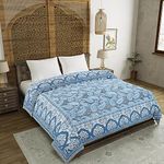 BLOCKS OF INDIA Hand Block Printed Cotton King Size Quilt (Grey GAD Paisley)