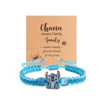 Stitch Charm Bracelet Stitch Stuff,Ohana Means Family Stitch Gifts For Girls Best Friend Daughter Niece Granddaughter (Sky Blue Light Blue)