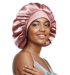 22 Momme 100% Real Mulberry Silk Bonnet for Sleeping Women, Large Hair Care Bonnet for Long Curly Hair, Double Layer Silk Hair Wrap with Soft Elastic Band, Non-Slip Sleep Cap, Shower Cap