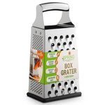 Box Grater, 4-Sided Stainless Steel Large 10-inch Grater for Parmesan Cheese, Ginger, Vegetables