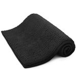 KEPLIN Non-Slip Microfibre Bath & Toilet Mat - Soft, Plush & Comfortable Rug with Machine Washable Design - Water Absorbent & Quick Drying to Keep Bathroom & Home Hygienic & Clean (50x80cm) Black