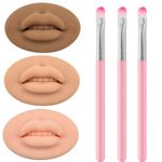 YILINNA 3 PCS 3D Lip Practice Skin Tattoo 3 Lip Brush 3D Lip Fake Tattoos Silicone Practice Lips Fake Skin Tattoo Skin Cosmetic for Tattoo Artists Beginner