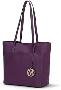 MKF Collection by Mia K. Farrow Tote Shoulder Bag for Women – PU Leather Large Top Handle Handbag – Ladies Fashion Pocketbook Purse, Purple