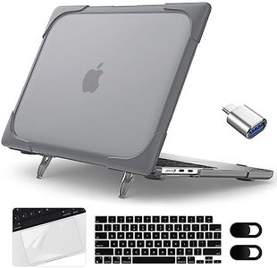 Yebiseven Case for M3/M2 MacBook Air 15 inch 2024 2023 Released A3114/A2941, Heavy Duty Shockproof Laptop Case with Keyboard Cover & Trackpad Protector & OTG Adapter & 2 Webcam Cover, Grey