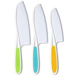 Leking 3 Pcs Kids Kitchen Knife, Plastic Serrated Edges Kids Knife Set for Cooking and Cutting Cakes, Fruits and Veggies, Perfectly Safe for Kids Toddler Chef Knife Set for Kids Real Cooking