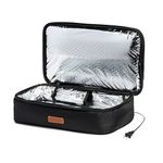 HotLogic Max XP Large Portable Electric Lunch Box Food Heater - Expandable Food Warmer Tote and Heated Lunchbox for Adults Work/Car/Home - Cook, Reheat, and Keep Your Food Warm - BLACK - 120V