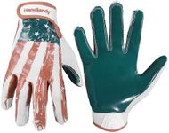 HANDLANDY Youth Football Gloves for Boys Girls, Sticky Wide Receiver Gloves for Kids, Junior Flag Football Gloves (Teal, Youth L&Adult S)