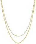 gorjana Women's Capri Layer Necklace, 18K Gold Plated, Turquoise and Golden Beads