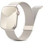 Yoohoo Adjustable Metal Strap Compatible with Apple Watch Straps 38mm 40mm 41mm 42mm(Series 10) Women Men,Upgraded Replacement Band for iWatch Series 10 9 8 7 6 5 4 3 2 1 SE Double Magnetic,Starlight