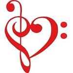 TREBLE AND BASS CLEF HEART 4" (color: FIRE RED) Vinyl Decal Window Sticker for Cars, Trucks, Windows, Walls, Laptops, and other stuff.