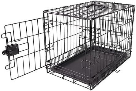 Amazon Basics Small Metal Dog Crate/Cage with Tray, Durable and Foldable Dog Cage with Single Door, Black, Small 61cm (24")