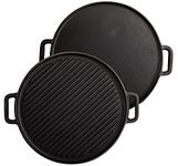 Lawei 12 Inch Cast Iron Griddles, 2-in-1 Reversible Grill/Griddle with Handle, Reversible Grill Plate Skillet for Stovetop, Gas Range, Electric Stovetop, Grill Open Fire