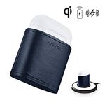 AirPods Wireless Charging Case, PU Leather Shock Proof Protective Case Skin Cover for Apple AirPods Qi Standard True Wireless Headphone Charging Box Charging Carrying Case(Blue)