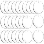 UPHAARFIESTA Acrylic Round Shape Keychain Blanks, Clear Keychains With Whole, Acrylic Transparent Circle Discs Acrylic Blanks Keychain 3MM (Round_2 Inch, 25)