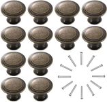 Kyrio 12PCS Vintage Cabinet Knobs Antique Round Drawer Handle Pulls 30mm Chic Hardware Knobs for Kitchen Furniture Door Dresser Cupboard