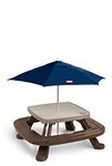 Little Tikes Fold 'n Store Picnic Table with Market Umbrella , Brown