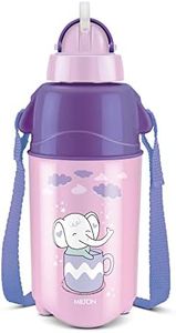 Milton Kool Trendy 500 Kids Plastic Insulated Water Bottle with Straw, 370 ml, Sipper Bottle, Leak Proof, BPA Free, Food Grade, School & Picnic Bottle, Purple