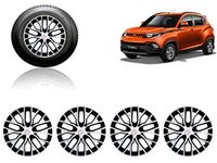 Auto Pearl Car Silver Black Wheel Cover Caps 14" inches Press Type Fitting for -KUV 100