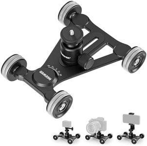 NEEWER Camera Slider Dolly with 360° Ball Head/Phone Clamp/Action Camera Mount Adapter, 4 Wheel Manual Dolly for ±30° Circular/Linear Movement, Compatible with GoPro Insta360 iPhone Android, SD002