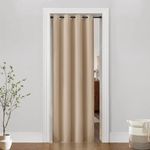 PANELSBURG Wood Color Door Blackout Curtain Panels for Bedroom Room Divider,Between Kitchen/Living Room or Bedroom/Bathroom Den,Retractable Interior Puertas Faux Accordian Door Covering for Doorway