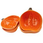 Pumpkin Ramekins Small Ceramic Pumpkin Bowls for Baking 6 Oz Oven Safe Mini Pumpkin Dish for Serving Dip and Sauce, 4pcs