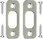 FELHOOD 2 Pack Deadbolt Strike Plate Door Backplate 1" x 2-1/4" Round Corner Satin Brushed Nickel, with 4 Screws 1-3/8"