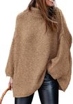 PRETTYGARDEN Women's Winter Turtleneck Oversized Sweaters Long Sleeve Chunky Knit Slouchy Pullover Sweater Tops (Camel,Medium)