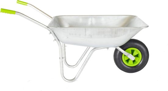 Neo 65L Wheelbarrow – Silver Steel Garden Cart