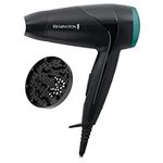 Remington Travel Hairdryer with folding handle - Comes with concentrator & diffuser, Lightweight & compact design, Dual voltage, Worldwide, 2 Heat & Speed settings, 2000W, D1500