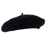 ZAKIRA Wool French Beret for Men and Women in Plain Colours (Black)