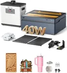 WECREAT Vision 40W Laser Cutter with Fume Extractor, 4 in 1 Rotary, Air Assist, Laser Bed, Fully Enclosed Diode Desktop Laser Engraver Machine for Acrylic Wood Metal Leather Craft DIY