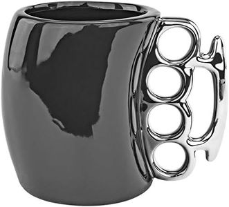 Fairly Odd Novelties Black Knuckle Duster Ceramic Coffee Mug, 5.5x4.35x3.75 inches