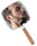 Trifecta Single-Sided Portable Travel Handheld Vanity Mirror with Hanging Hole in Handle Hand Mirror with Comfy Handle for Makeup,Small Cute Wood Hand Mirror(Square, Green Pack of 1)