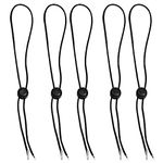 Hat Chin Cord, Black Flexible Removable Hat Chin Strap with Spring Loaded Stop Cord Lock,Pack of 5