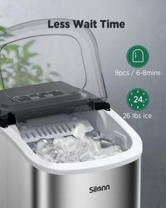 Silonn Countertop Ice Maker – 12kg Daily, Self-Cleaning, 2 Ice Sizes