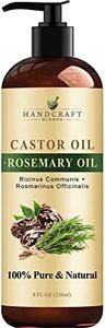 Handcraft Blends Castor Oil with Rosemary Oil - 8 Fl Oz - 100% Pure and Natural - Premium Grade Oil for Hair Growth, Eyelashes and Eyebrows - Carrier Oil - Hair and Body Oil