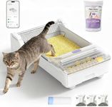 Fully Open Top Self Cleaning Cat Litter Tray Automatic Litter Box, Large Electric Litter Tray with APP Control, Smart Robot Litter Box for Multiple Cats, Anti-Pinch, Odour Control, with 5lb Litter