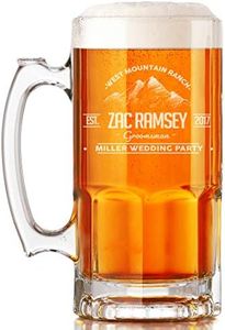 Spotted Dog Company Personalized Etched 34oz Glass Beer Mug, Ramsey, Father's Day, Customized Name, Custom Beer Gifts for Men, Birthday gifts for HIm, Engraved Stein