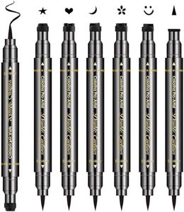 6Pcs Erinde Double-headed Liquid Eyeliner Stamp Pen Set, Eye Liners For Women, Eyeliner Pencil Black Eye Liner Stencil, Eyeliner Tattoo Tool, Eyeliner Stamp Shapes Star, Heart