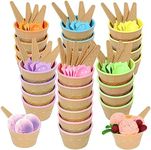 Hbaushun 26 Pack Plastic Ice Cream Bowls with Spoons,Reusable Plastic ice Cream Cups,Cartoon Candy Colorice Cream Bowls Set for Sundae Frozen Yogurt Summer Holiday Parties