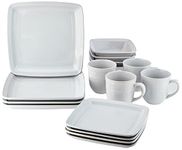 American Atelier 6523-16-RB Square Dinnerware Set (16 Piece), White