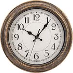 Nicunom 12-Inch Retro Wall Clock, Round Vintage Wall Clocks, Silent Non-Ticking, Classic Decorative Clock for Home Living Room Bedroom Kitchen School Office - Battery Operated