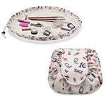 URAQT Makeup Bags for Women, Lazy Drawstring Cosmetic Bags, Large Capacity Flat Toiletry Bags, Waterproof Portable Travel Makeup Organiser