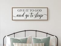 Vivegate Give It To God And Go To Sleep Sign Framed 41"X14" Bedroom Signs Wall Decor Above Bed Wall Art Over Bed Wall Decor (Brown)