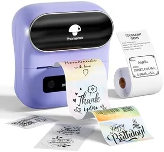 Phomemo M220 Label Maker, Bluetooth Thermal Label Maker for Barcode, Address, Home, Mailing, Small Business,Clothing, Portable Wireless Label Printer with 1 Rolls Label, Purple