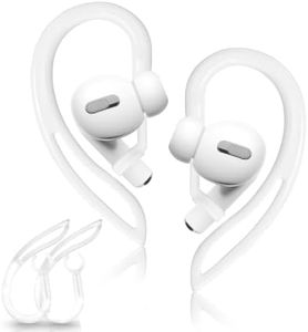 Silicone Soft Anti-Slip Sport Ear Hooks, 1 Pair Compatible with AirPods Pro 3 2 1 Gen, Multi-Dimensional Adjustable Anti-Drop Ear Holder Protective Accessories Tips (White)
