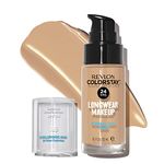 REVLON ColorStay Makeup for Normal/Dry Skin SPF 20, Longwear Liquid Foundation, with Medium-Full Coverage, Natural Finish, Oil Free, 180 Sand Beige, 1.0 oz